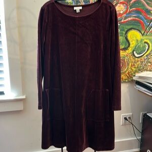 J Jill burgundy crushed velvet dress in size medium petite